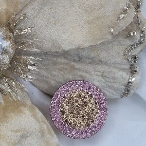 Elegant Pink and Gold Tone Crystal Women's Ring